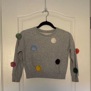 Gymboree Gray Sweater with Multicolor Pom Poms